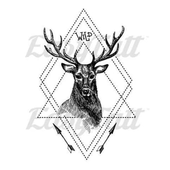 Deer and Triangles - Temporary Tattoo
