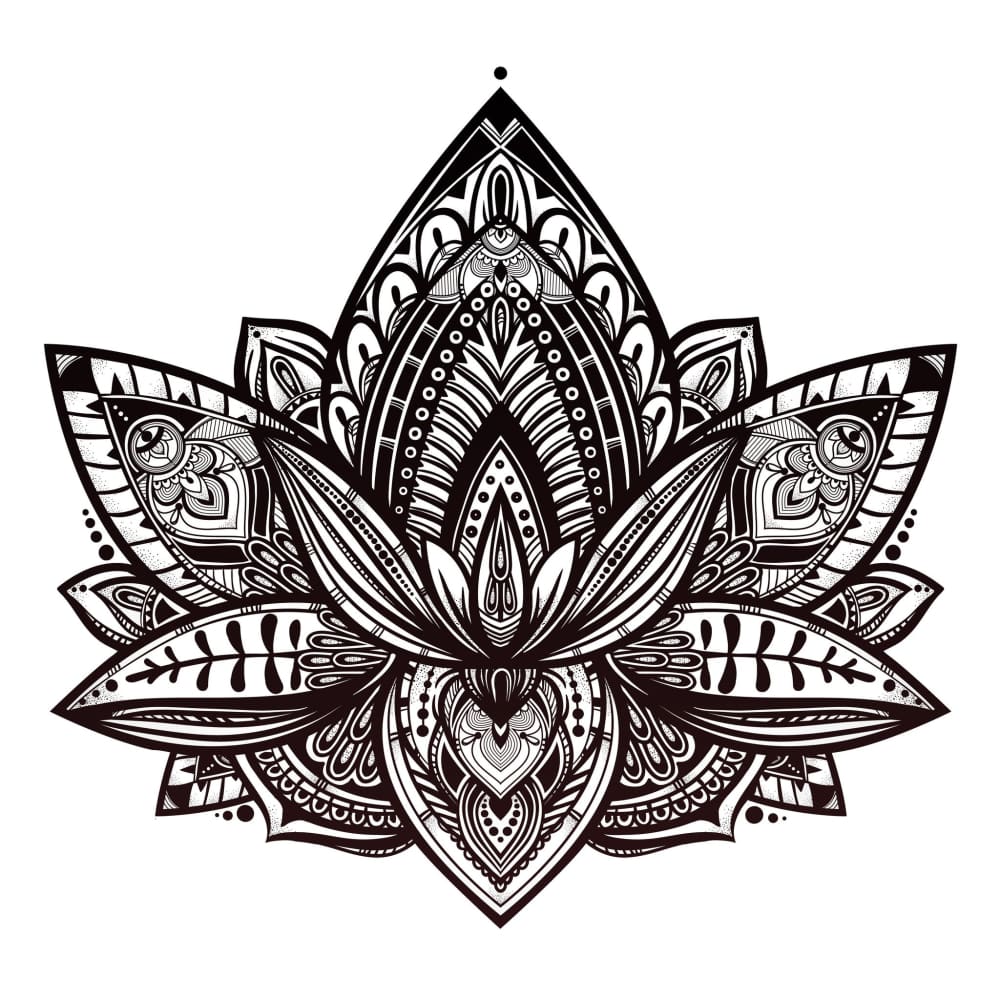 Detailed Lotus - Temporary Tattoo
