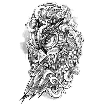 Detailed Owl - Temporary Tattoo