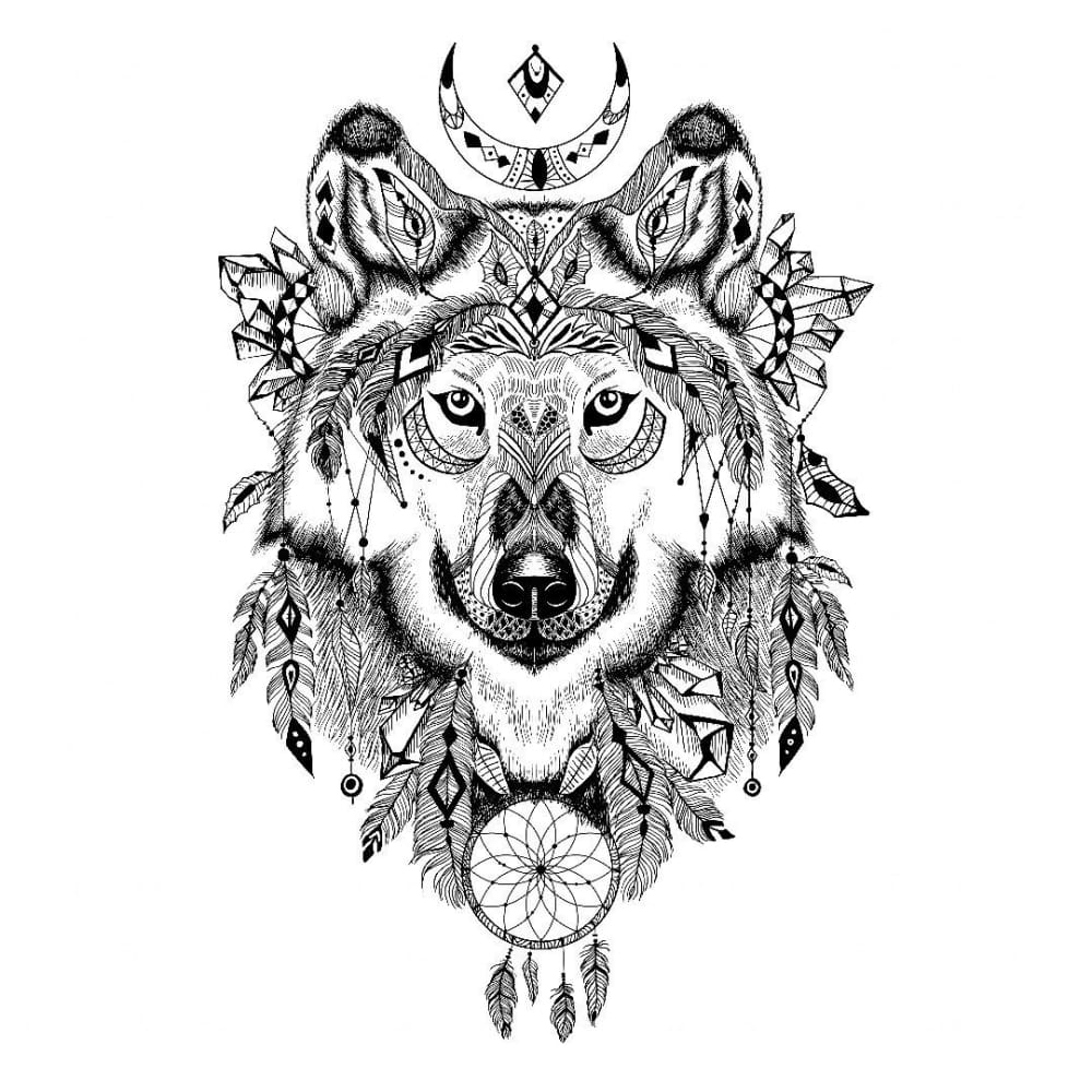 Detailed Wolf - Temporary Tattoo
