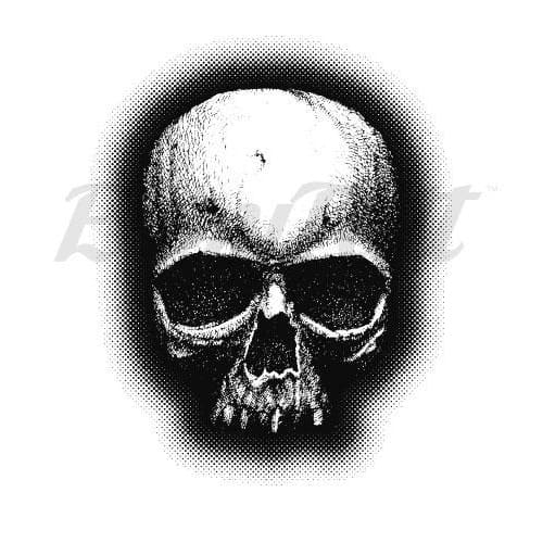 Dot Work Black Skull - Temporary Tattoo