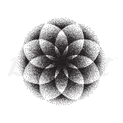 Dotted Dahlia Mandala - Temporary Tattoo