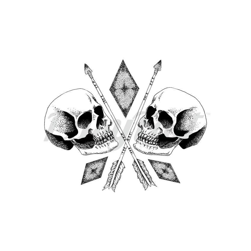 Double Skull - By Georgia Mason - Temporary Tattoo