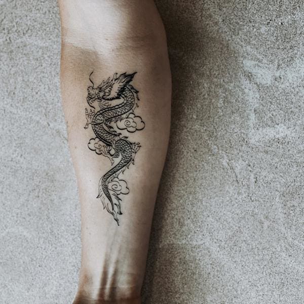 Dragon in Clouds - Temporary Tattoo