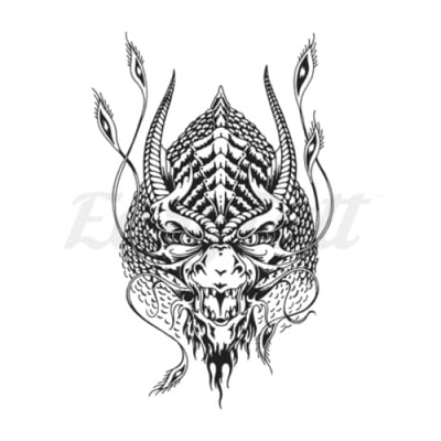Evil Dragon Head - Temporary Tattoo