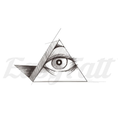 Eye in 3D Triangle - Temporary Tattoo