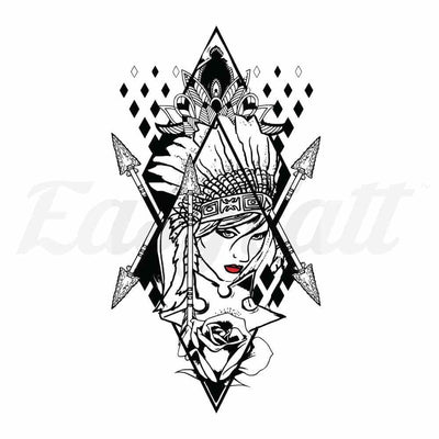 Fearless Tribal Woman - By Jen - Temporary Tattoo