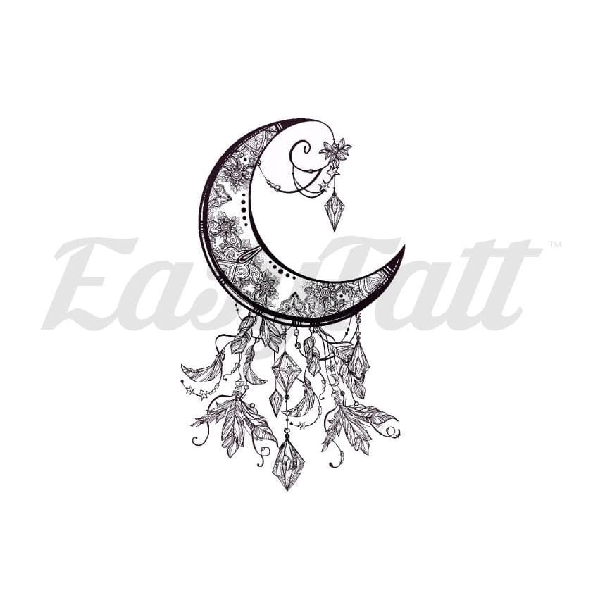 Feathered Moon Crest - Temporary Tattoo