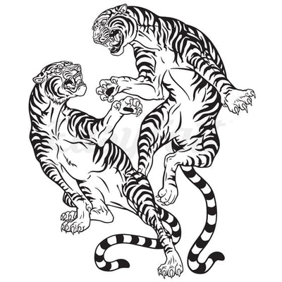 Fighting Tigers - Temporary Tattoo