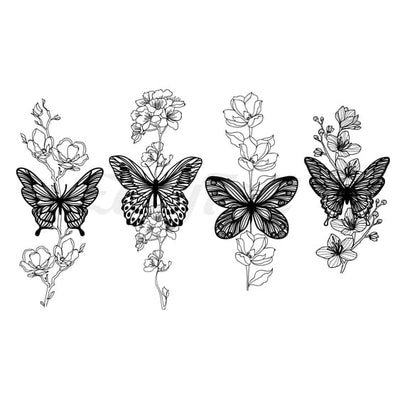 Floral Butterflies - Temporary Tattoo