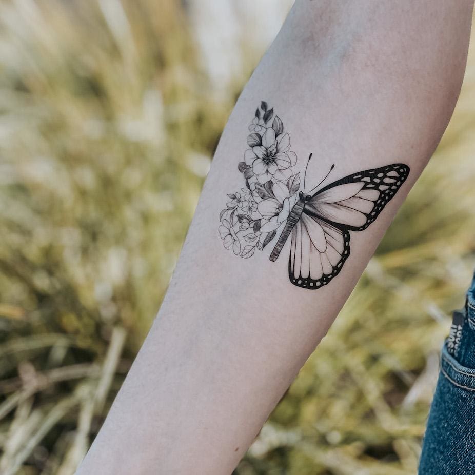 Floral Butterfly - Temporary Tattoo