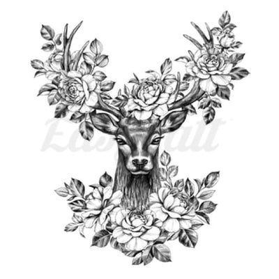 Floral Deer - Temporary Tattoo