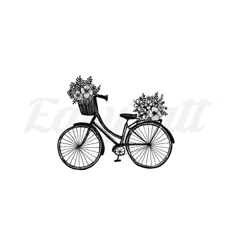 Floral Delivery Bike - By Mhairi Stella - Temporary Tattoo