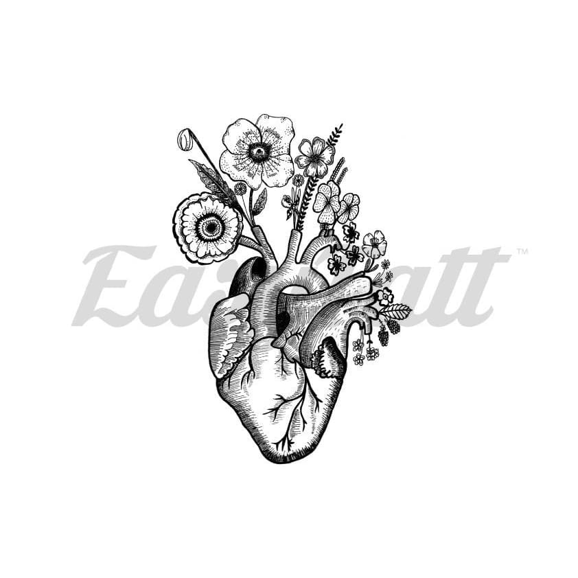 Floral Heart - By Mhairi Stella - Temporary Tattoo