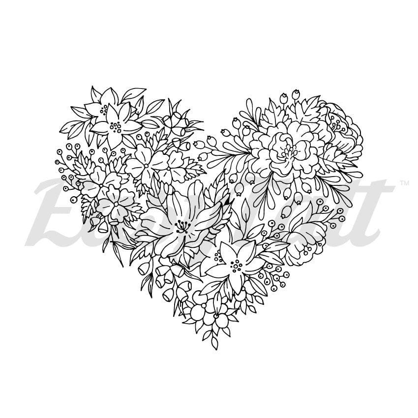 Floral Heart - Temporary Tattoo