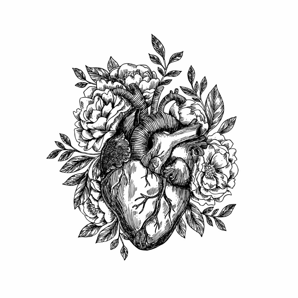 Floral Heart - Temporary Tattoo