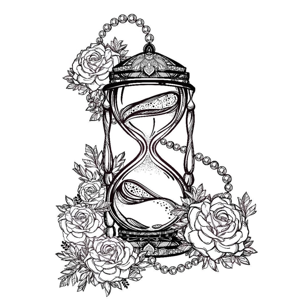 Floral Hourglass - Temporary Tattoo