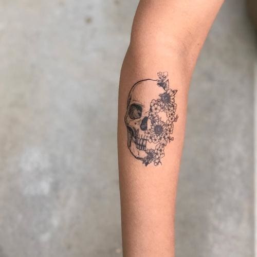Floral Skull - Temporary Tattoo