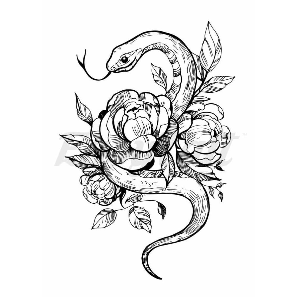 Floral Snake - Temporary Tattoo