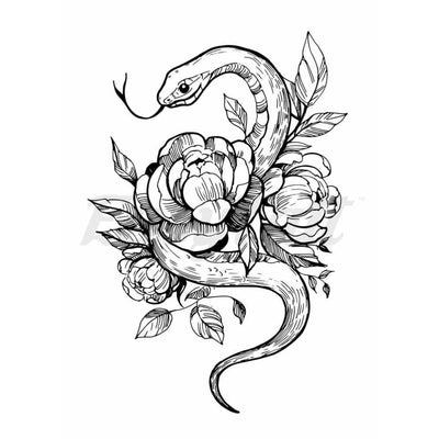 Floral Snake - Temporary Tattoo