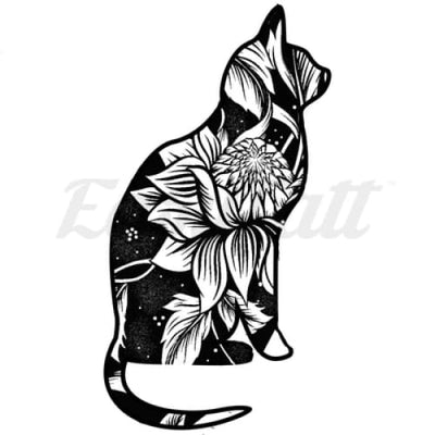 Flower Cat - By Jen - Temporary Tattoo
