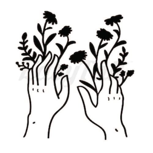 Flower Hands - Temporary Tattoo