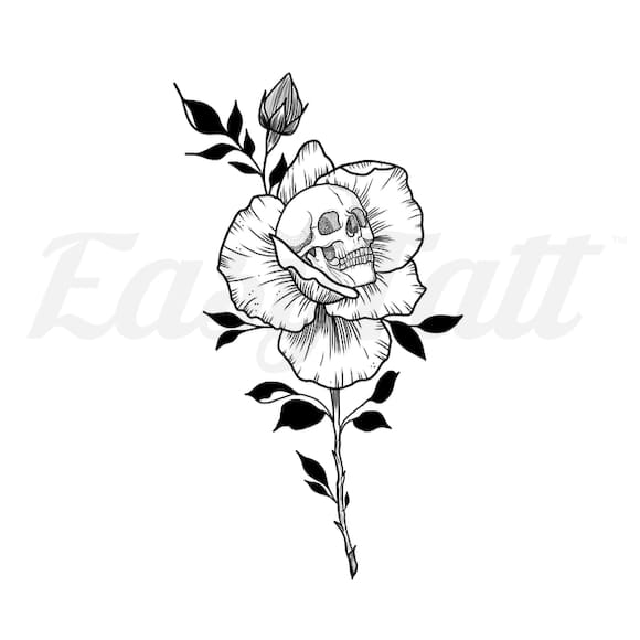 Flower Skull - Temporary Tattoo