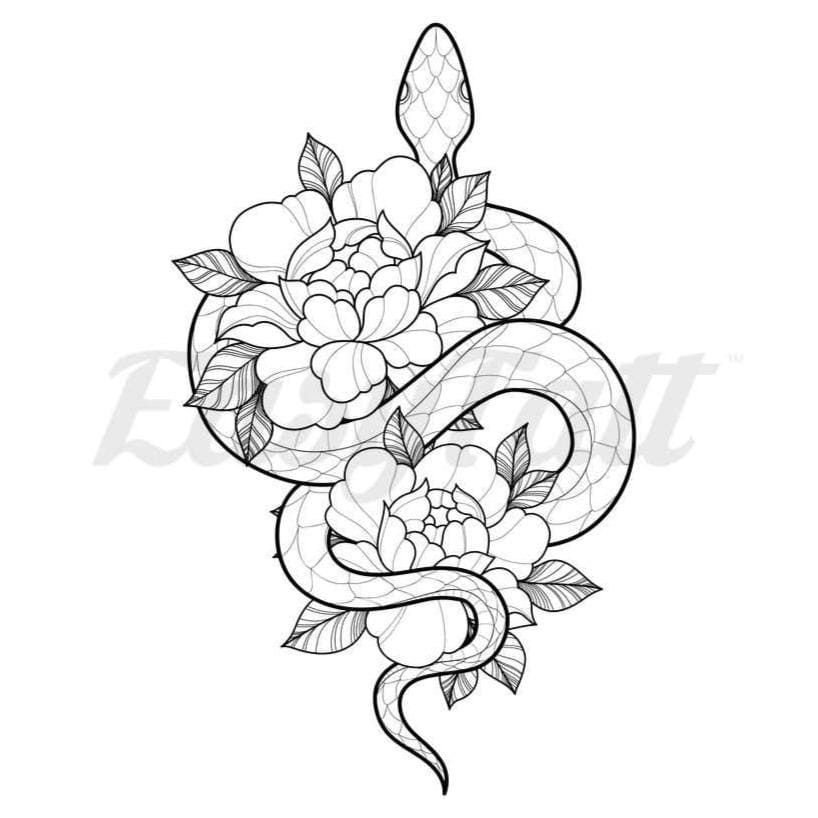 Flower Snake - Temporary Tattoo