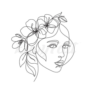 Flowers in her hair - Temporary Tattoo