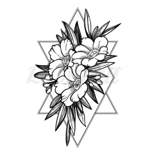 Flowers on Geometric Shapes - Temporary Tattoo