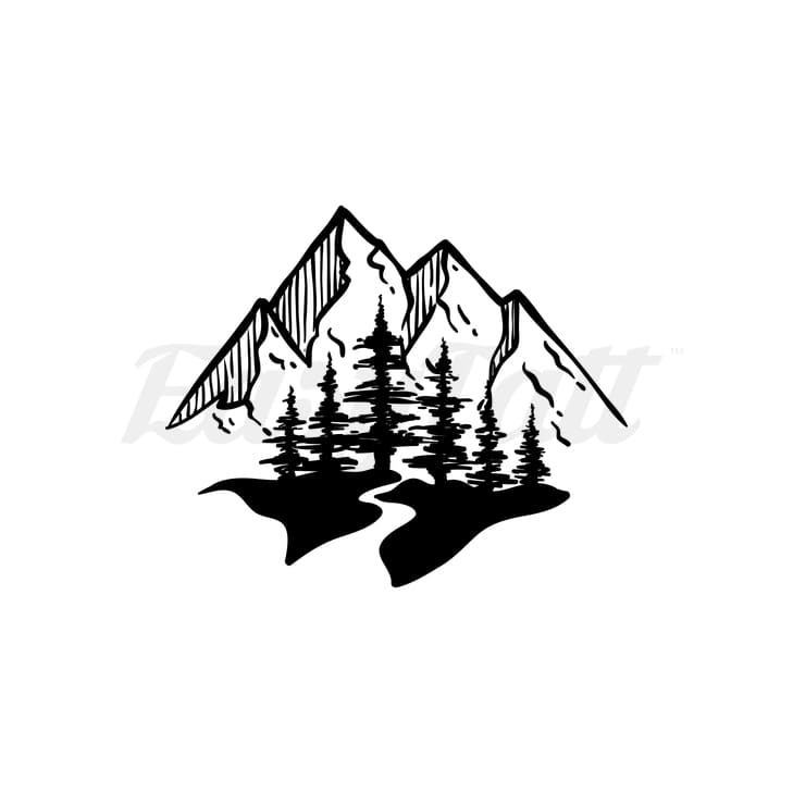 Forest and Mountains - Temporary Tattoo