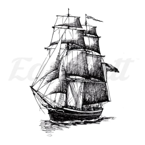 Fully Rigged Ship Temporary Tattoo | EasyTatt™