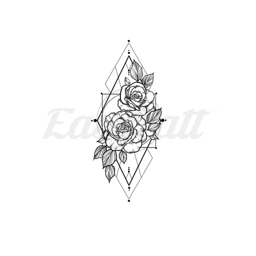 Geometric Roses - Temporary Tattoo