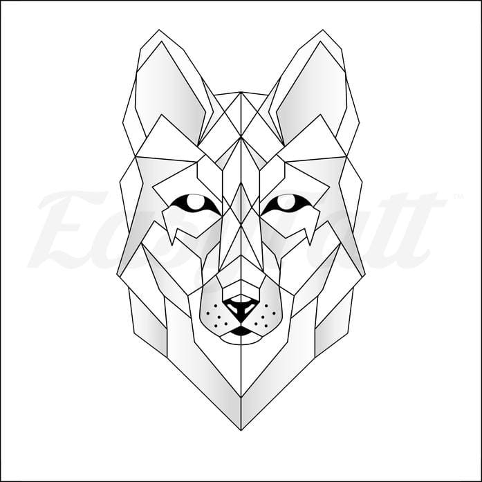 Geometric Wolf - Temporary Tattoo