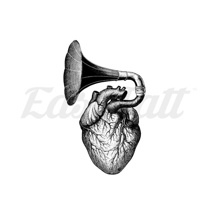 Gramaphone Heart - By Kiryadi - Temporary Tattoo