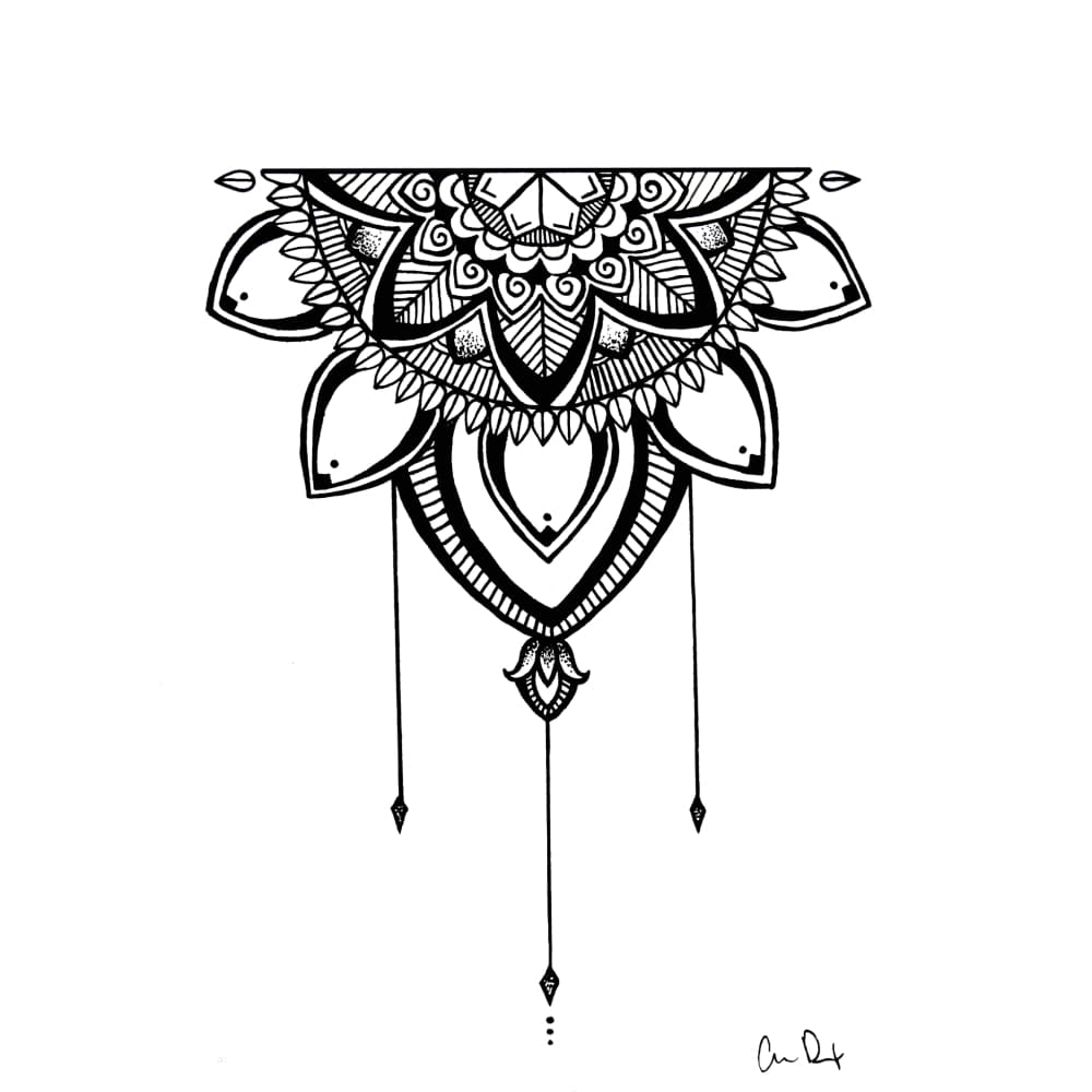 Half Mandala - By Carrie Dotson - Temporary Tattoo