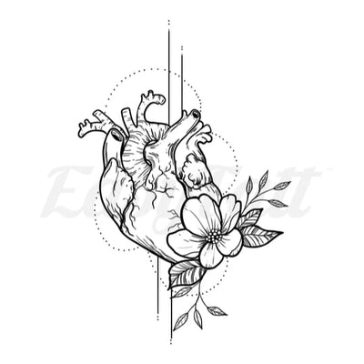 Heart Flower - Temporary Tattoo