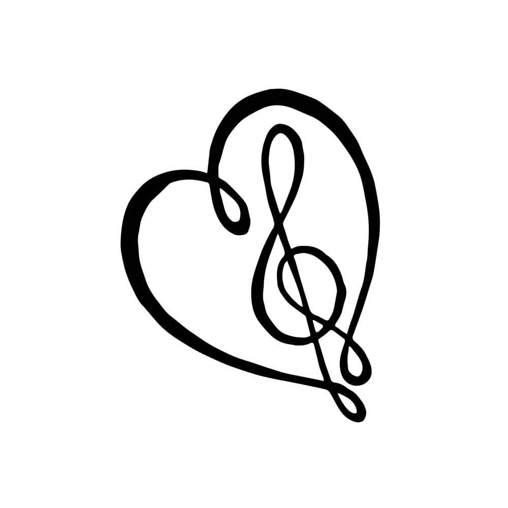 Heart Music Symbol - By Eastern Cloud - Temporary Tattoo