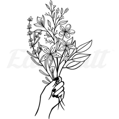 Holding Wildflowers - Temporary Tattoo