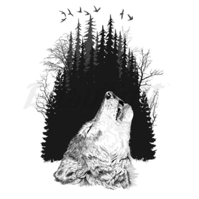 Howling Wolf - Temporary Tattoo