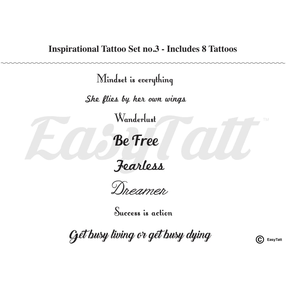 Inspirational Tattoos - Set no. 3 - Temporary Tattoo