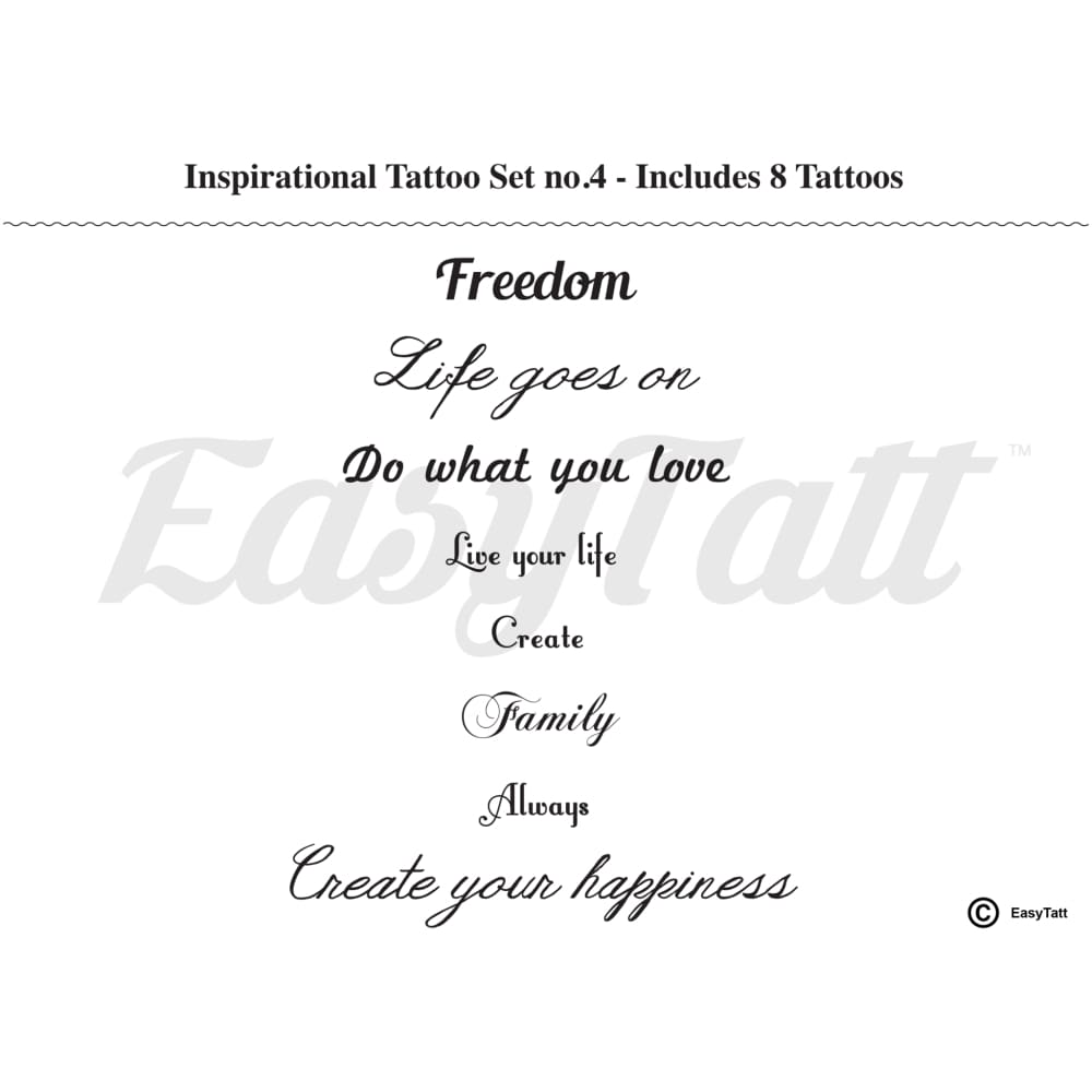 Inspirational Tattoos - Set no.4 - Temporary Tattoo