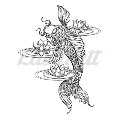 Koi Fish in Pond - Temporary Tattoo