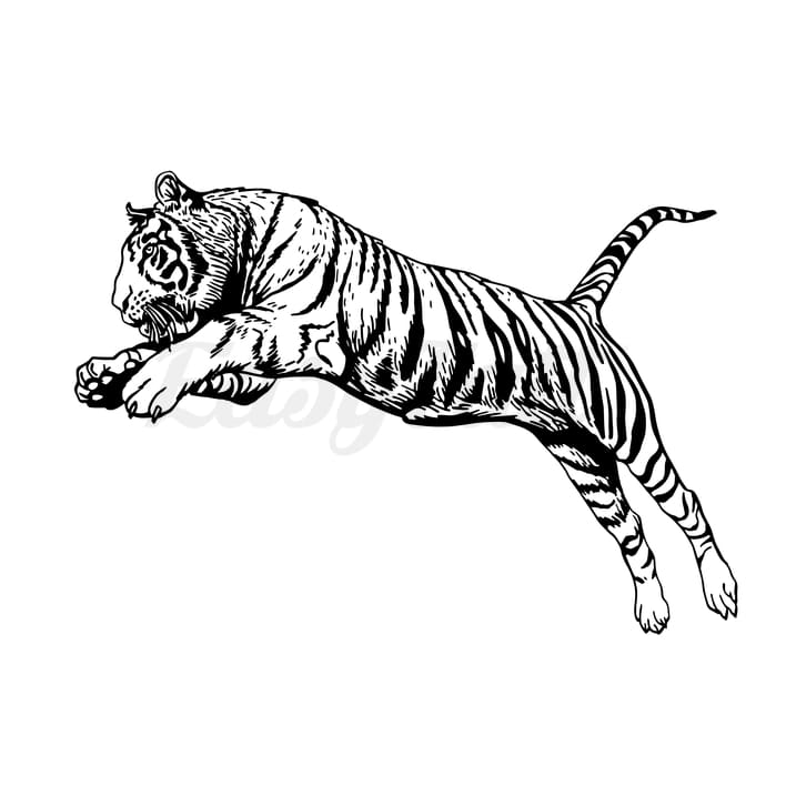 Leaping Tiger - Temporary Tattoo