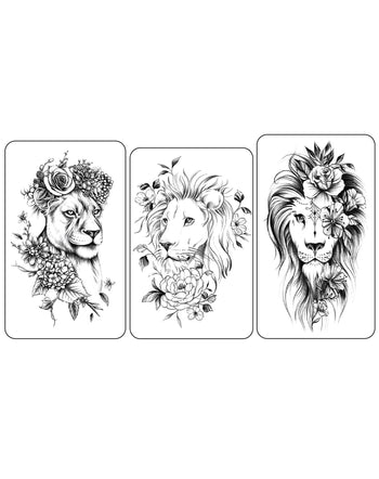 (Half Sleeves Pack) Lioness Trio - Temporary Tattoos