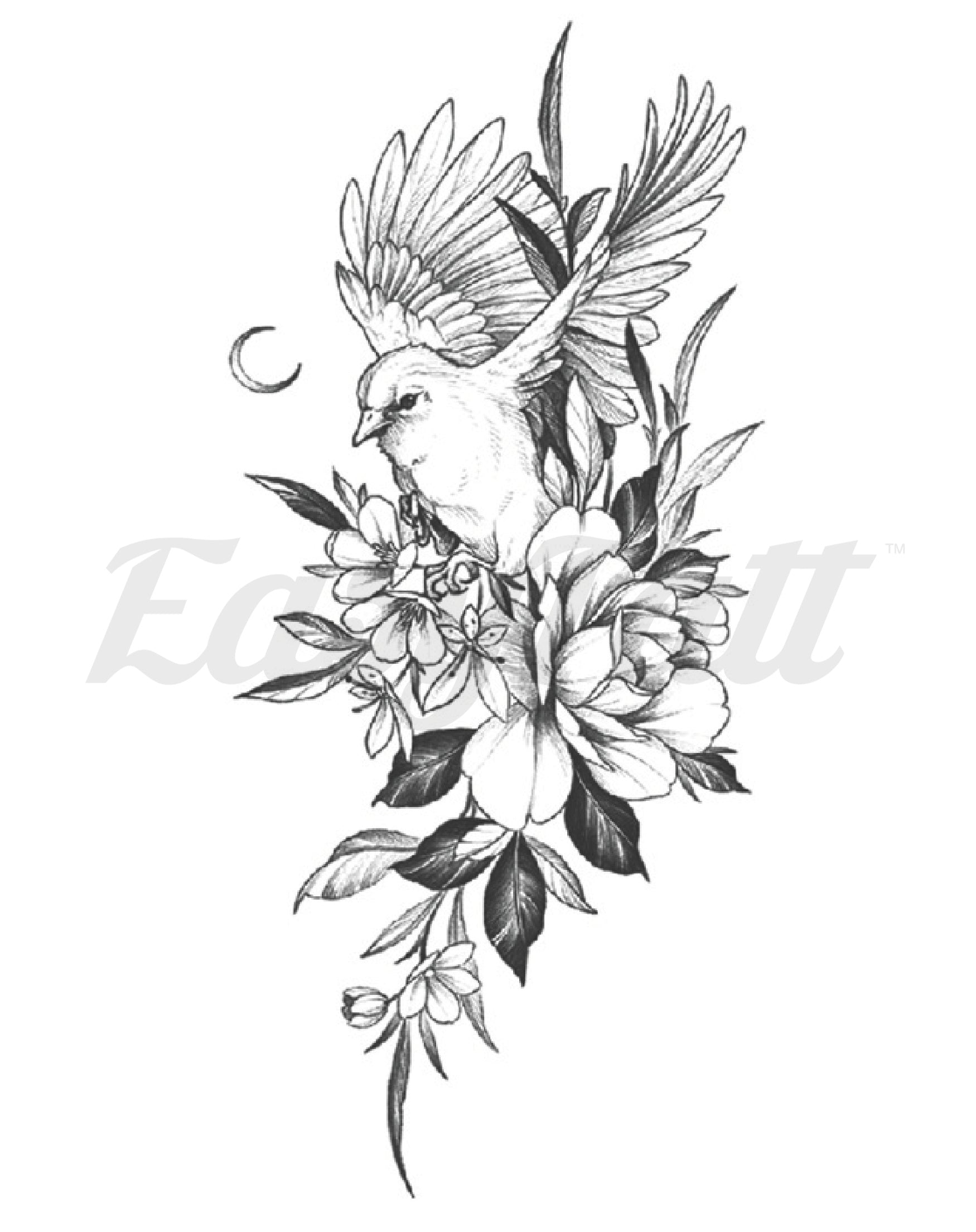 Flourishing Bird Temporary Tattoo | EasyTatt™