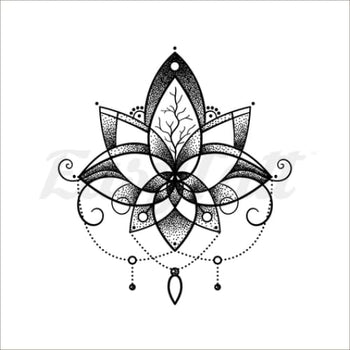 Lotus Flower and Beads - Temporary Tattoo