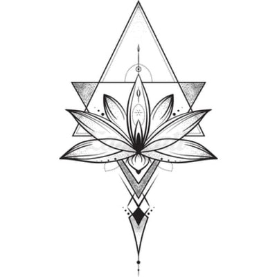 Lotus Flower and Triangle - Temporary Tattoo