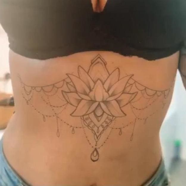 Lotus Sternum - Temporary Tattoo