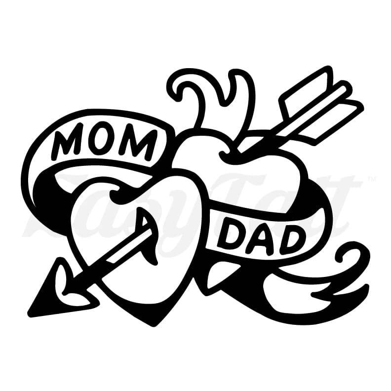 Mom Dad Heart - Temporary Tattoo